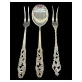 Vintage Norwegian Sterling Silver Brødrene Mylius Tele Pattern Serving Forks and Spoon