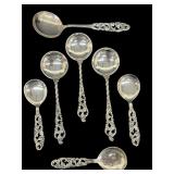 Seven Vintage Norwegian Sterling Silver Brødrene Mylius Tele Pattern Spoons