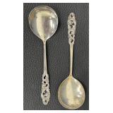 Two Vintage Brødrene Mylius Tele Pattern Serving Spoons