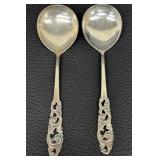Two Vintage Brødrene Mylius Tele Pattern Serving Spoons