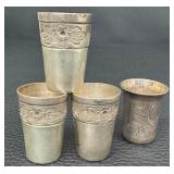 Three Vintage L. Maciel Sterling Silver Shot Glasses