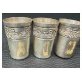 Three Vintage L. Maciel Sterling Silver Shot Glasses