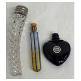 Three Vintage Glass Perfume Bottles