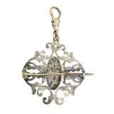 Antique Sterling Watch Pendant Pin