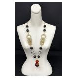 Vintage Chinese Necklace with Carved Devil’s Work Jade / Hardstone Pendants