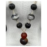 Vintage Chinese Necklace with Carved Devil’s Work Jade / Hardstone Pendants