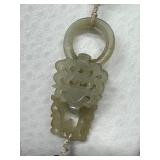 Vintage Chinese Necklace with Carved Devil’s Work Jade / Hardstone Pendants