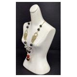 Vintage Chinese Necklace with Carved Devil’s Work Jade / Hardstone Pendants