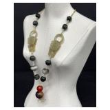 Vintage Chinese Necklace with Carved Devil’s Work Jade / Hardstone Pendants