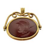 Two Antique Intaglio Pendants including an Antique Intaglio Bloodstone Pendant