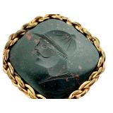 Two Antique Intaglio Pendants including an Antique Intaglio Bloodstone Pendant