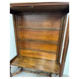 Antique Wooden Glass Front Double Door Cabinet / Antique William and Mary Style China Cabinet