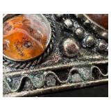 Vintage Wide Cuff Bracelet with Natural Stones