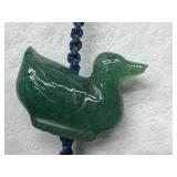 Vintage Chinese Carved Gemstone Animals Hand Knotted Silk Necklace