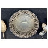 Assortment of Antique Silver Plated Flatware and a Silver Plated Footed Candy Dish