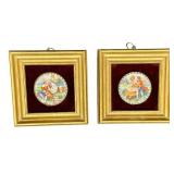 Pair of Vintage Porcelain Framed Cameo Prints