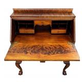 Antique Flame Mahogany Drop Leaf Desk