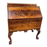 Antique Flame Mahogany Drop Leaf Desk