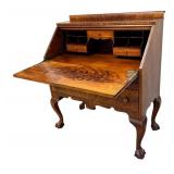 Antique Flame Mahogany Drop Leaf Desk
