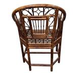 Vintage Chinoiserie Burnt Rattan Bamboo Cane Seat Split Reed Armchair