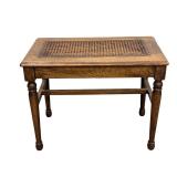 Vintage Wooden Bench with Caned Seating / Vintage Accent Table