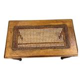 Vintage Wooden Bench with Caned Seating / Vintage Accent Table