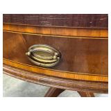 Vintage Circular Drum Table with Leather Inlaid Top