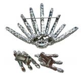 Beautiful Vintage Faux Diamond Sapphire Silver Tone Brooch and Earrings Set