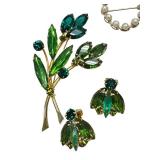 Variety of Vintage Jewelry including Vintage Rhinestone Brooch and Earrings Set & Vintage Crown Trifari Brooch
