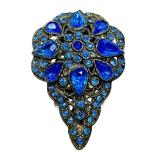 Vintage Dress Clip with Blue Rhinestones