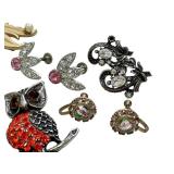 Variety of Vintage Jewelry including Vintage Rhinestone Brooch and Earrings Set & Vintage Crown Trifari Brooch