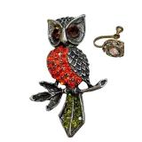 Variety of Vintage Jewelry including Vintage Rhinestone Brooch and Earrings Set & Vintage Crown Trifari Brooch