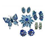 Vintage Rhinestone Jewelry in Shades of Blue