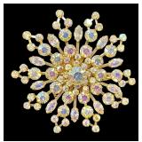 Pair of Vintage Weiss Aura Borelias Earrings and a Vintage Rhinestone Brooch