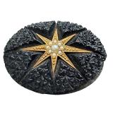 Antique Black Jet Glass Cameo Brooch Mourning Style, Silhouette Brooch and More