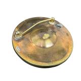 Vintage Pin Brass Red Glass Encased Horse Buggy Carriage Equestrian