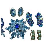 Vintage Rhinestone Jewelry in Shades of Blue