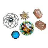 Assorted Vintage Jewelry Items including a Vintage Morpho Butterfly Sterling Silver Brooch