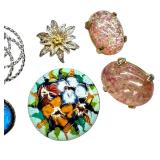 Assorted Vintage Jewelry Items including a Vintage Morpho Butterfly Sterling Silver Brooch