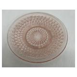 Assorted Vintage Pink Depression Glassware including a Vintage Jeannette Cherry Blossom Cake Platter