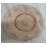 Assorted Vintage Pink Depression Glassware including a Vintage Jeannette Cherry Blossom Cake Platter