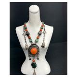 Antique 19th Century Turquoise and Coral Necklace