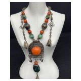 Antique 19th Century Turquoise and Coral Necklace