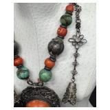 Antique 19th Century Turquoise and Coral Necklace