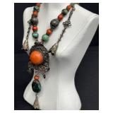 Antique 19th Century Turquoise and Coral Necklace