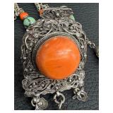 Antique 19th Century Turquoise and Coral Necklace