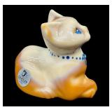 Fenton Vintage 2009 Siamese Chocolate Cat Slag Glass Figurine