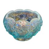 Vintage Fenton Blue Lily of Valley Misty Blue Opalescent Iridized Glass Rose Bowl