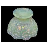 Fenton Sea Foam Green Satin Iridescent Beaded Melon Embossed Daisy Fairy Lamp
