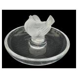 Lalique France Crystal Bird Trinket Dish Figurine